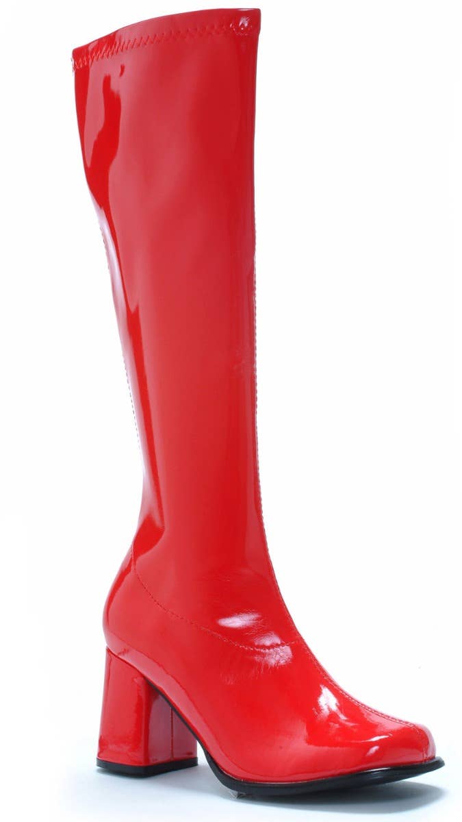 Red Vinyl Women's Go Go Boot With Zipper Retro 60's 70's Costume Shoes Made By Ellie Shoes Main Image
