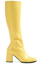 Women's Yellow Go Go Boots In Vinyl Retro Hippie Costume Shoes With 3" Heel Main Image