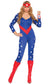 Women's American Hero Blue Captain America Catsuit Costume - Front Image