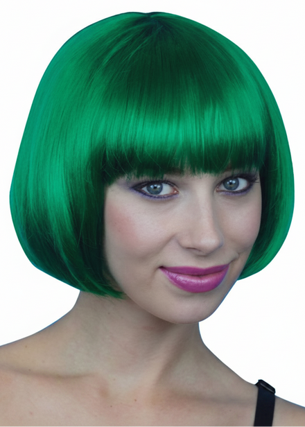 Womens Short Emerald Green Bob Costume Wig With Fringe - main image