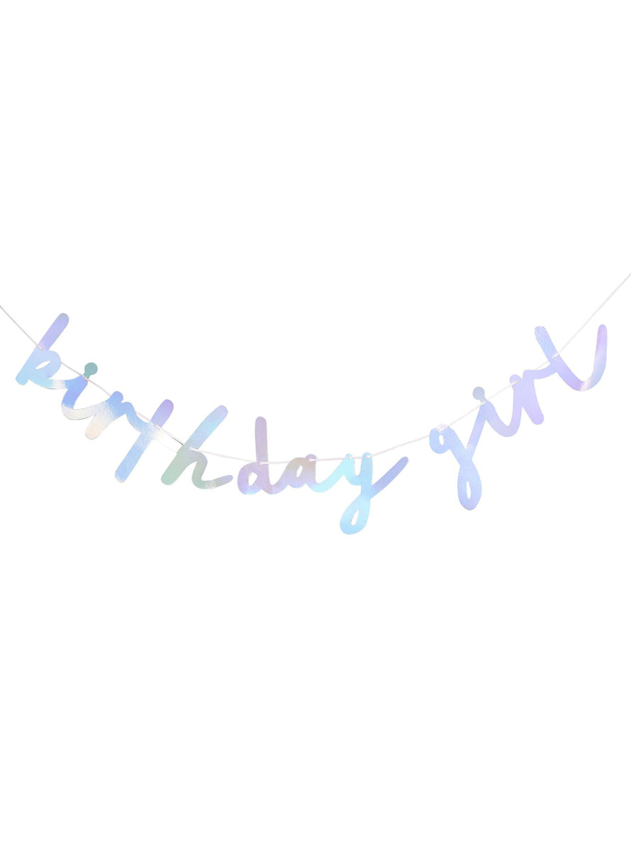 Enchanted 2m Long Iridescent Birthday Girl Banner - Main Image