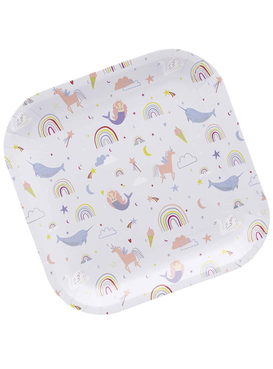 Enchanted 8 Pack Square 23cm Paper Party Plates – Main Image