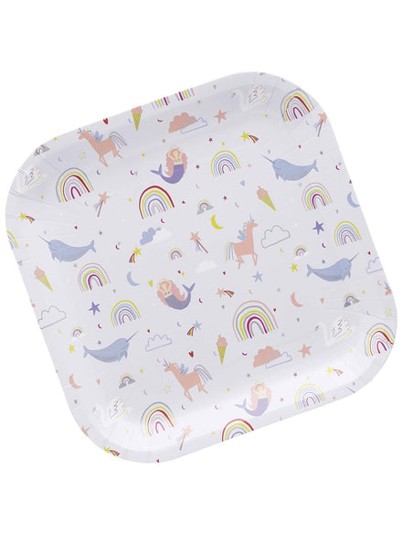 Enchanted 8 Pack Square 23cm Paper Party Plates – Main Image