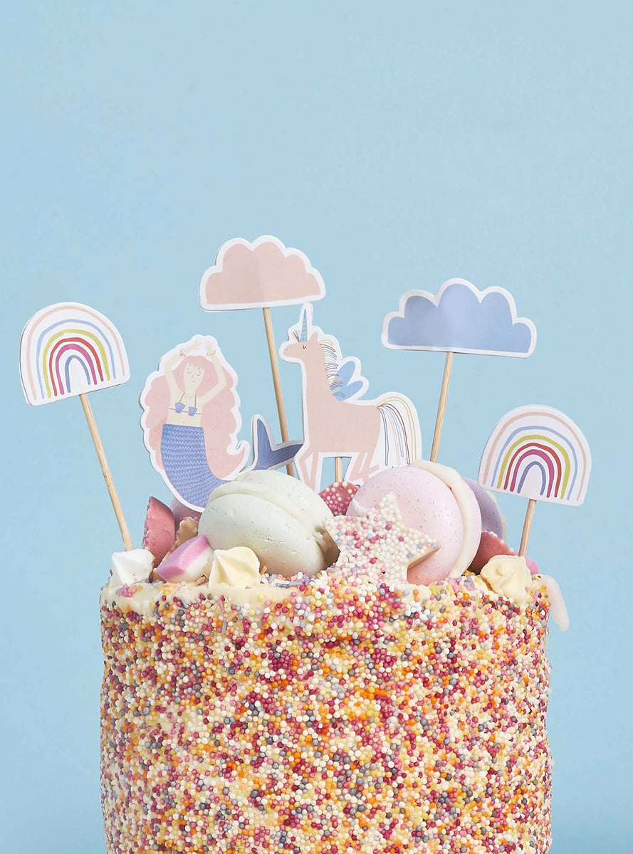 Enchanted Party 6 Piece Cake Topper Set - Lifestyle Image