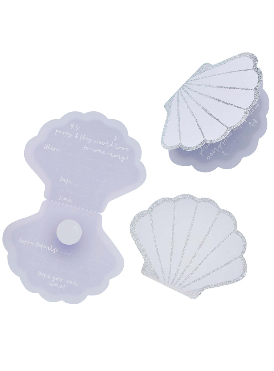 Enchanted Shell Party 10 Pack Purple Invitations - Main Image