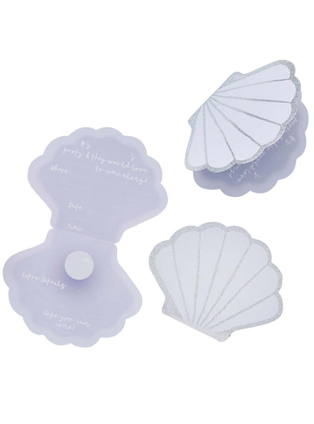 Enchanted Shell Party 10 Pack Purple Invitations - Main Image
