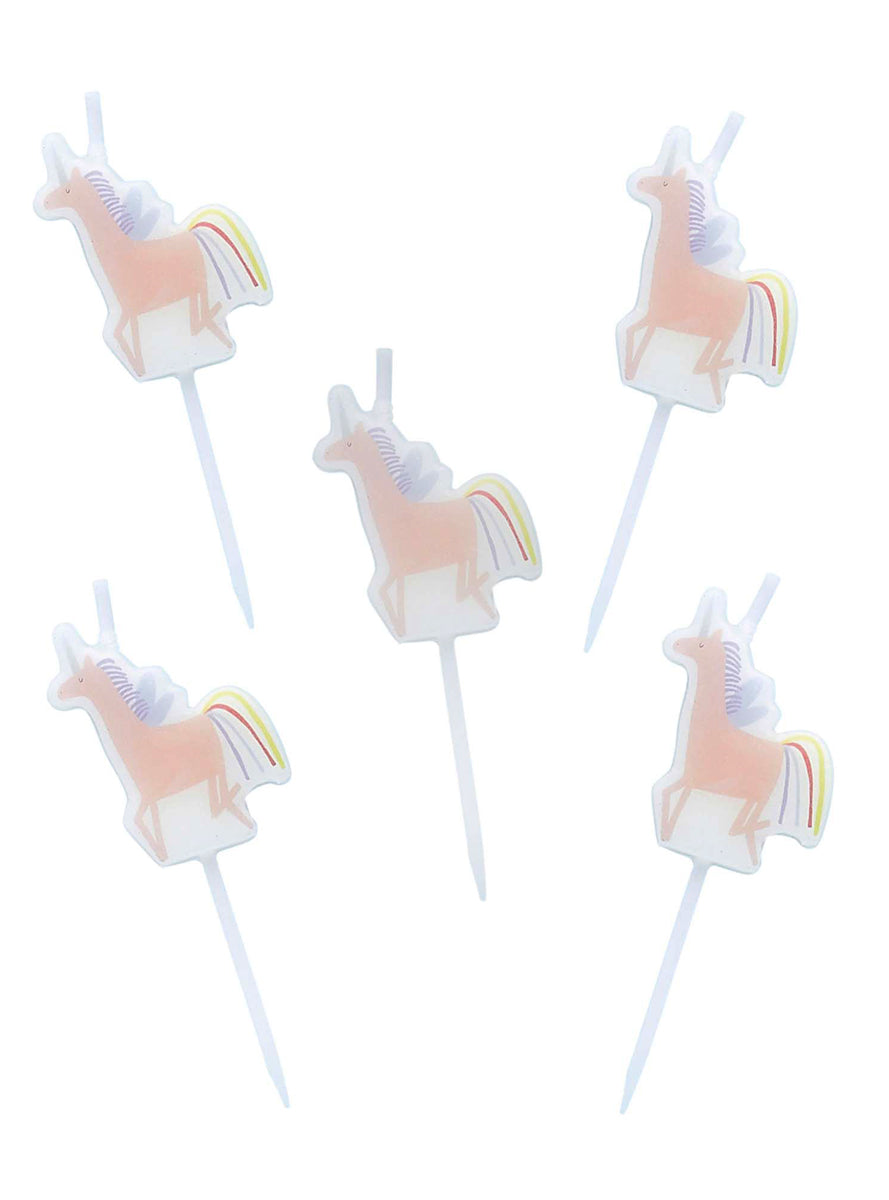 Enchanted Unicorn 5 Pack 5cm Birthday Candles - Main Image