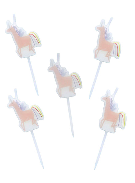 Enchanted Unicorn 5 Pack 5cm Birthday Candles - Main Image