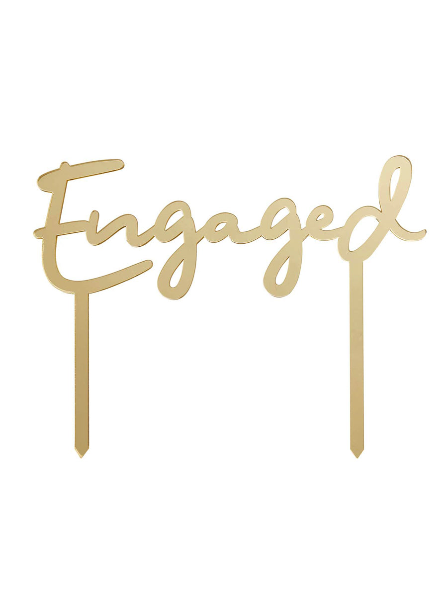 Engaged 19cm Gold Acrylic Cake Topper - Main Image