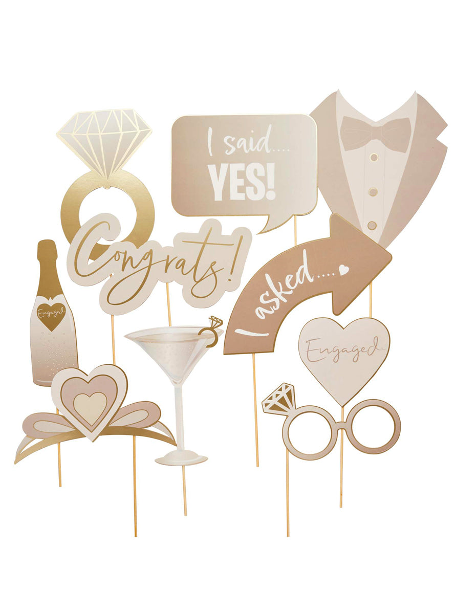 Engagement Party 10 Piece Photo Booth Props - Main Image