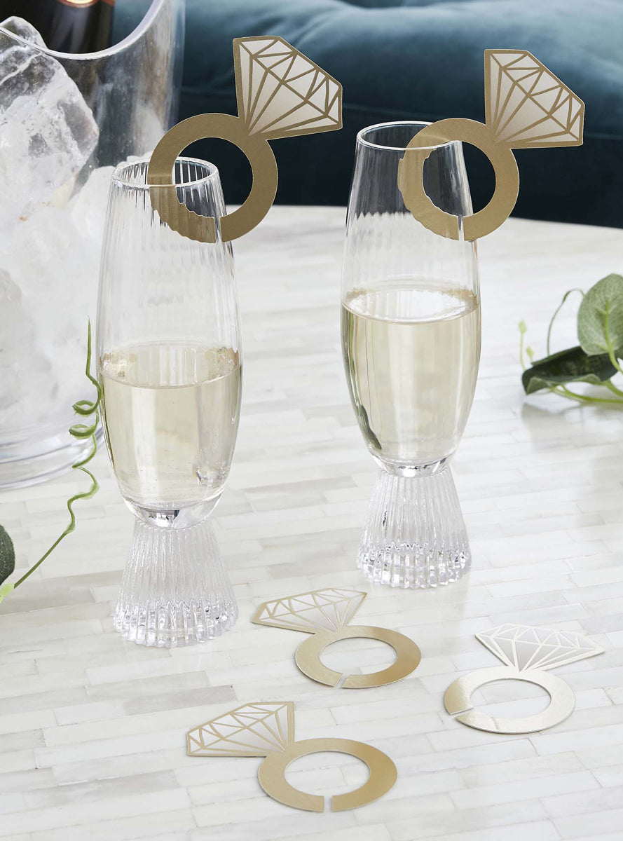 Engagement Party 12 Pack 8cm Diamond Ring Glass Decorations - Lifestyle Image