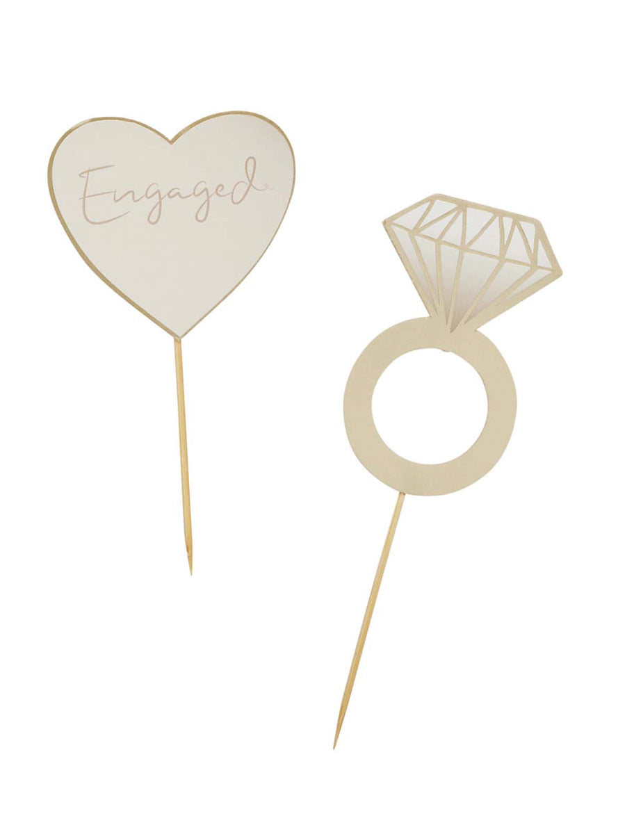 Engagement Party 12 Pack Gold Food Picks - Main Image