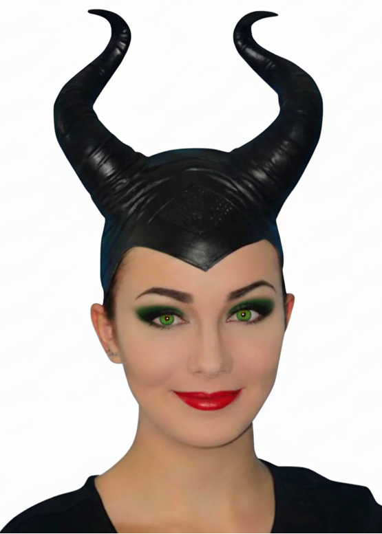 Evil Fairy Queen Adults Black Latex Costume Horns - Main Image