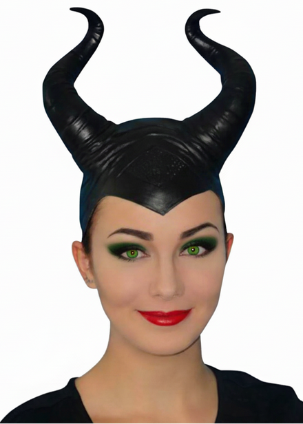 Evil Fairy Queen Adults Black Latex Costume Horns - Main Image