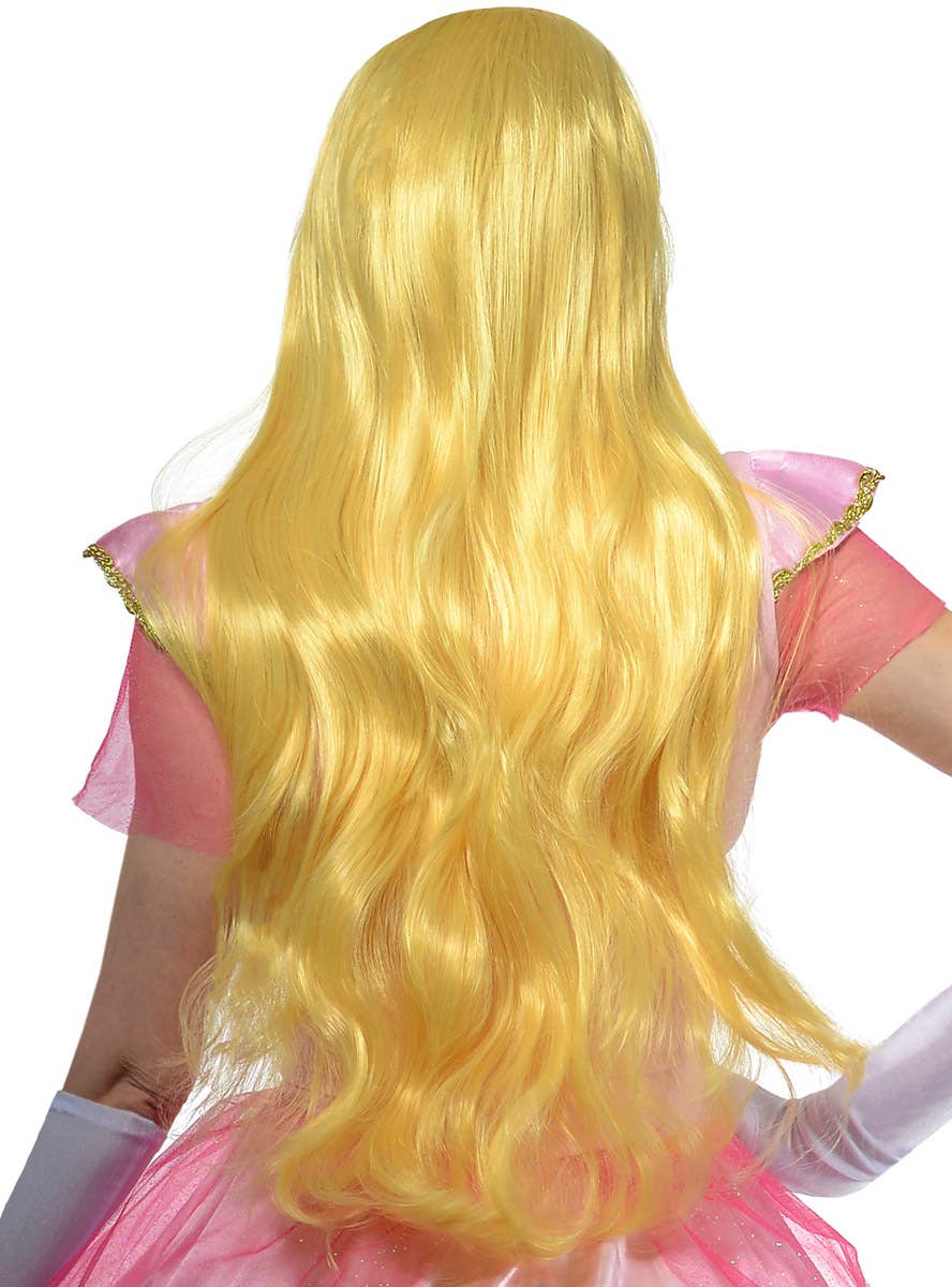 Image of Golden Blonde Princess Peach Womens Costume Wig - Back View