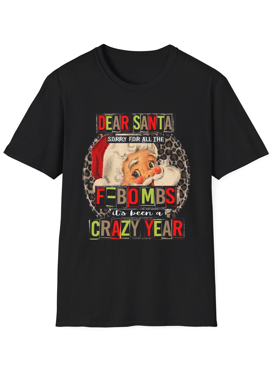 Adults Black Christmas T-Shirt with F Bombs Print