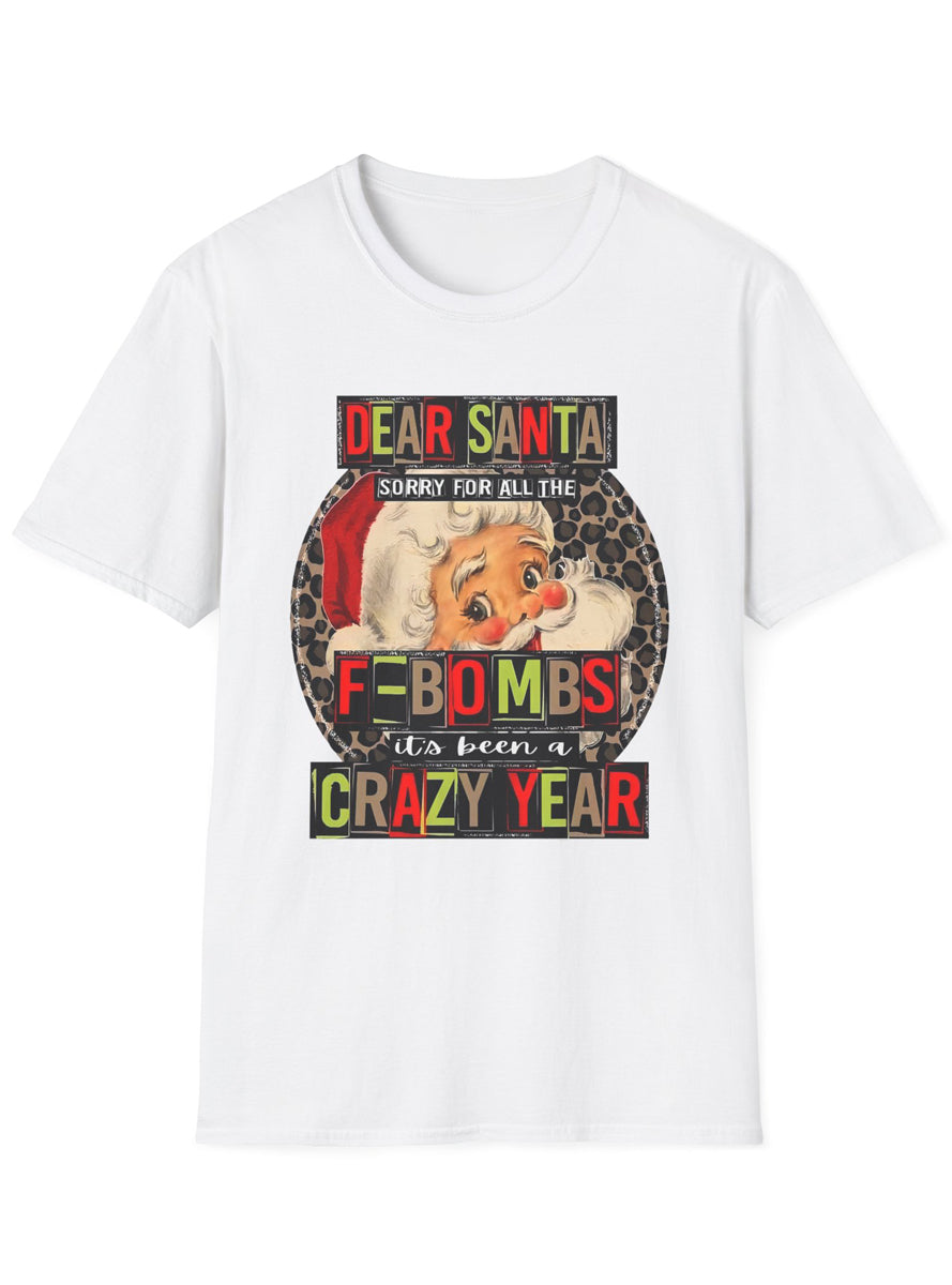 Adults White Plus Size Christmas T-Shirt with F Bombs Print