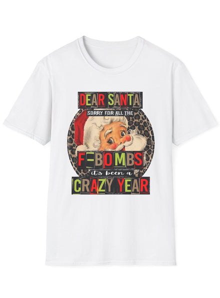 Adults White Plus Size Christmas T-Shirt with F Bombs Print