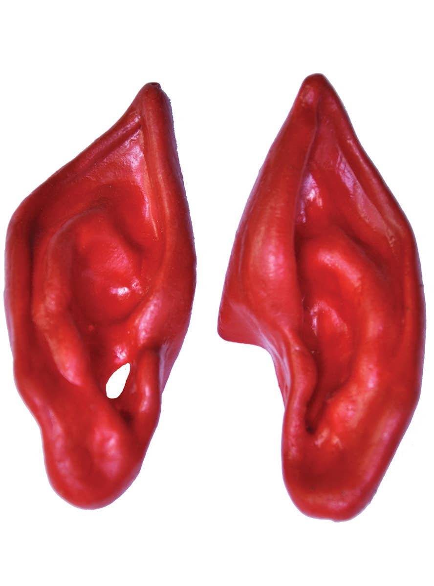 Pointed Red Slip On Rubber Latex Costume Ears