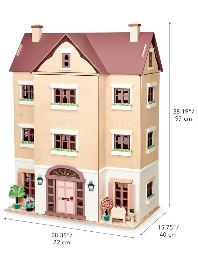 Fantail Hall Childrens Wooden Doll House Set - Dimensions Image