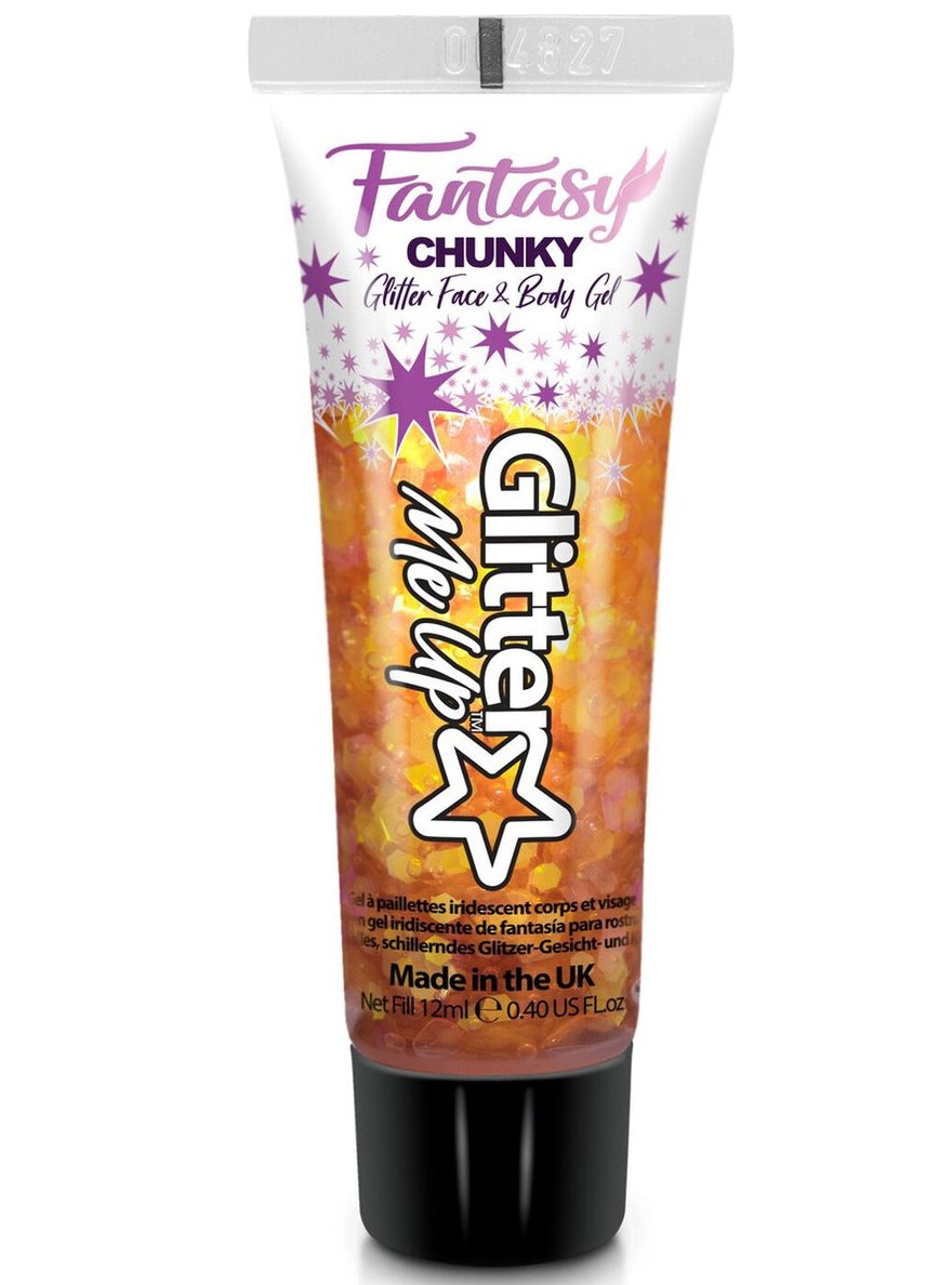 Fantasy Iridescent Chunky Dragon Heart Orange Face and Body Glitter Gel - Main Image