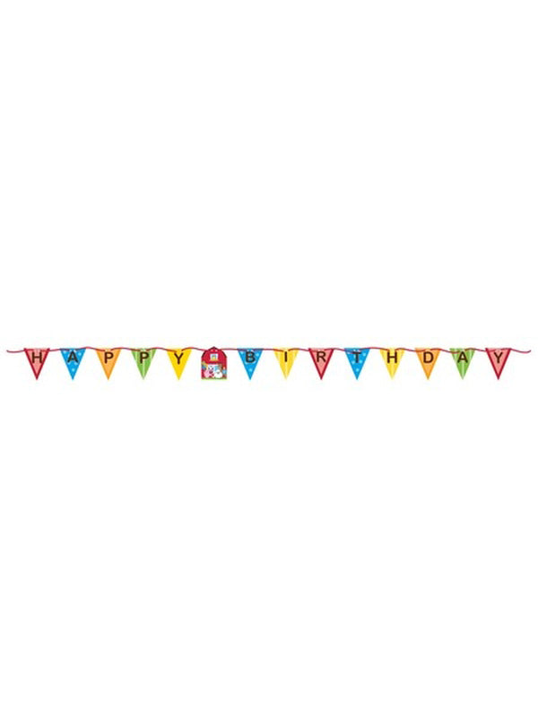 Farmhouse Fun 228cm Long Happy Birthday Party Banner – Main Image