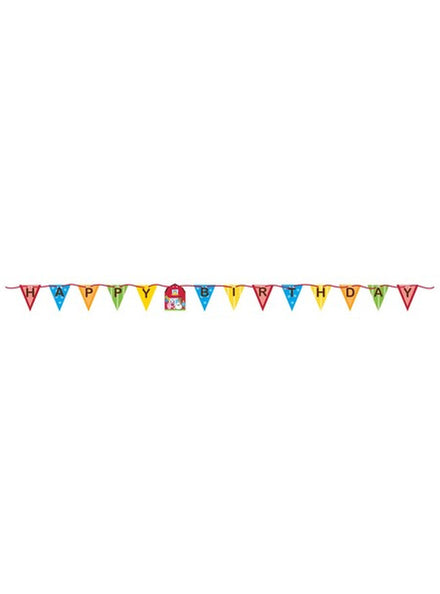 Farmhouse Fun 228cm Long Happy Birthday Party Banner – Main Image