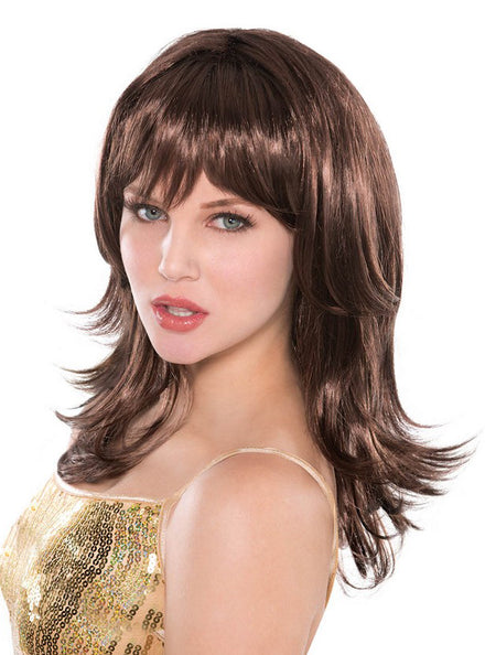 1970s Womens Brown Layered Disco Wig - Main Image