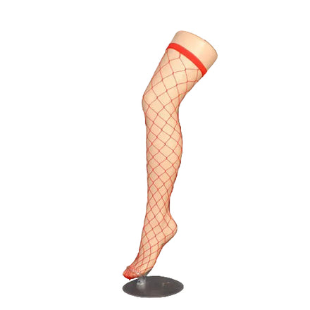 Fence Net Womens Red Thigh High Costume Stockings - Main Image