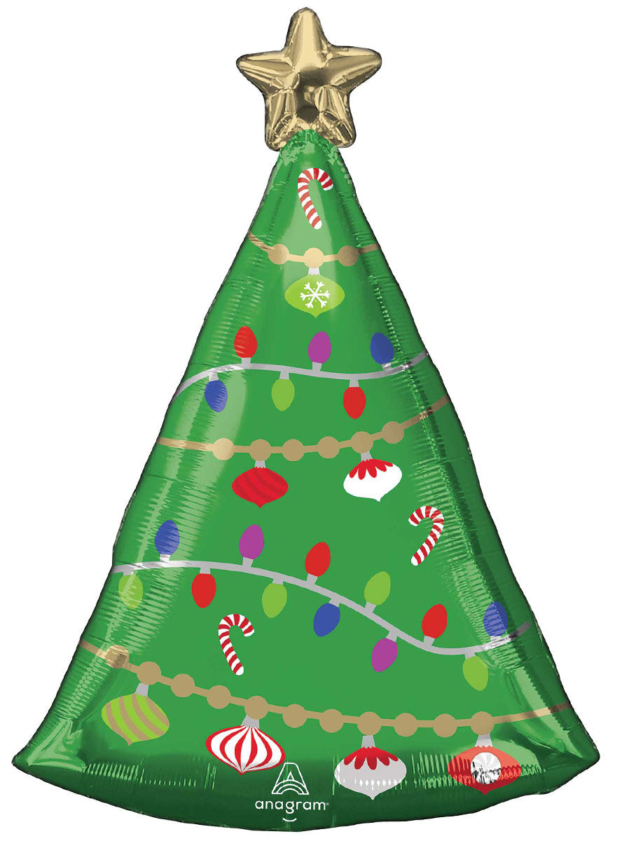 Festive Christmas Tree 43Cm X 60Cm Self Sealing Foil Balloon - Main Image