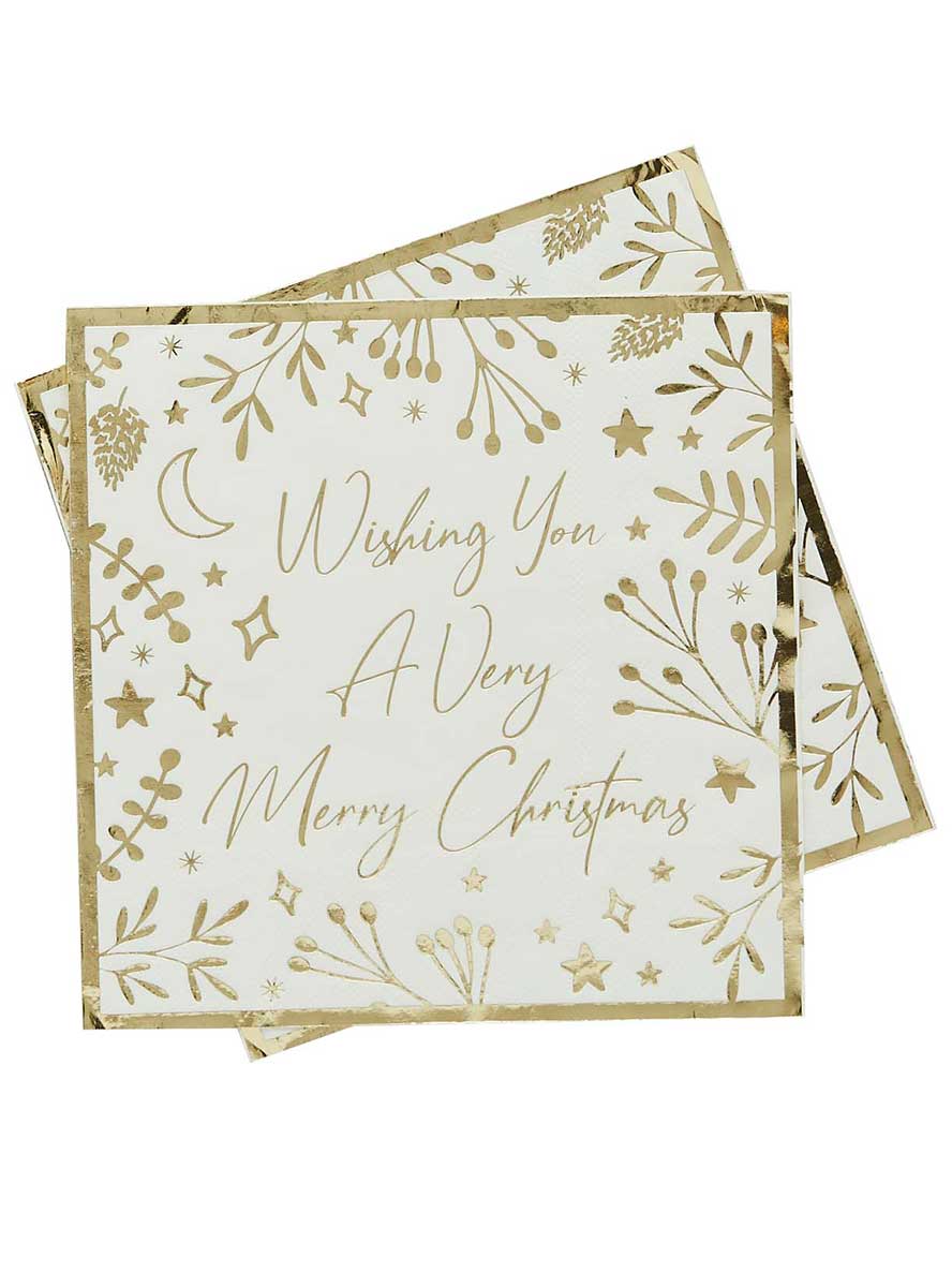 Gold Festive Folklore 16 Pack Christmas Lunch Napkins – Main Image