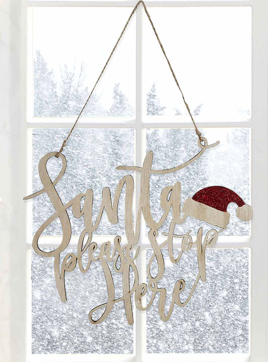 Santa Stop Here Door Sign - Lifestyle Image