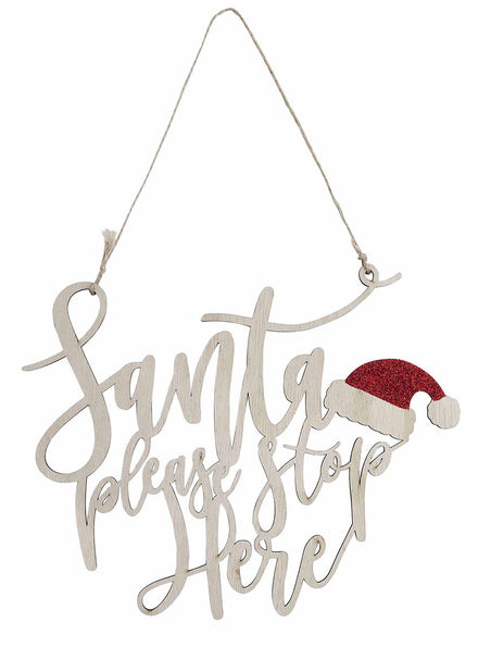Santa Stop Here Door Sign - Main Image