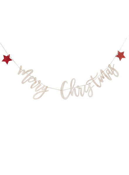 Merry Christmas Wooden Garland - Main Image