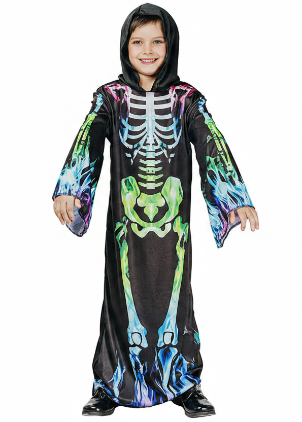 Neon Fire Skeleton Boys Halloween Costume - main image