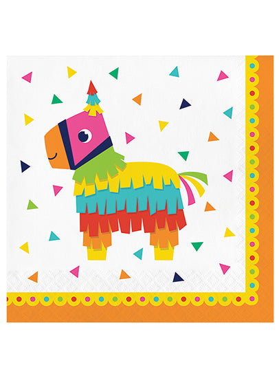 16 Pack Fiesta Pinata Print Napkins | Fiesta Party Supplies
