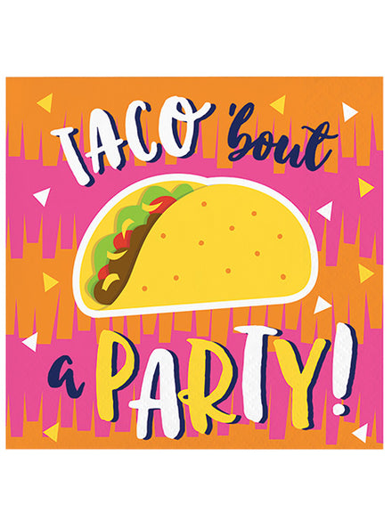 16 Pack Fiesta Taco Print Napkins | Fiesta Party Suppies