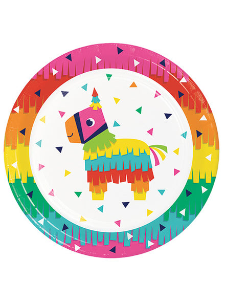 Fiesta 8 Pack 22cm Pinata Print Dinner Plates – Main Image