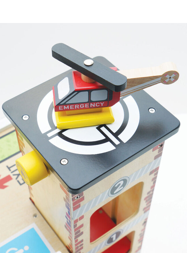 Fire And Rescue Wooden Garage Childrens Toy Set - Close Image 2