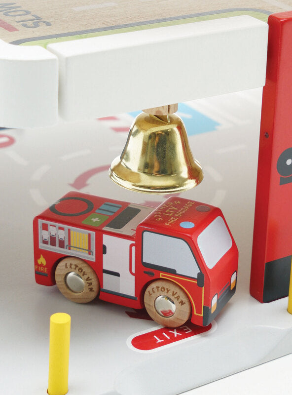 Fire And Rescue Wooden Garage Childrens Toy Set - Close Image 3