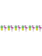 Image of Hawaiian Flamingos and Pineapples Party Banner