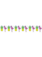 Image of Hawaiian Flamingos and Pineapples Party Banner