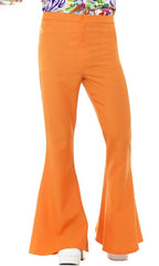 Mens 70s Orange Flared Disco Costume Pants