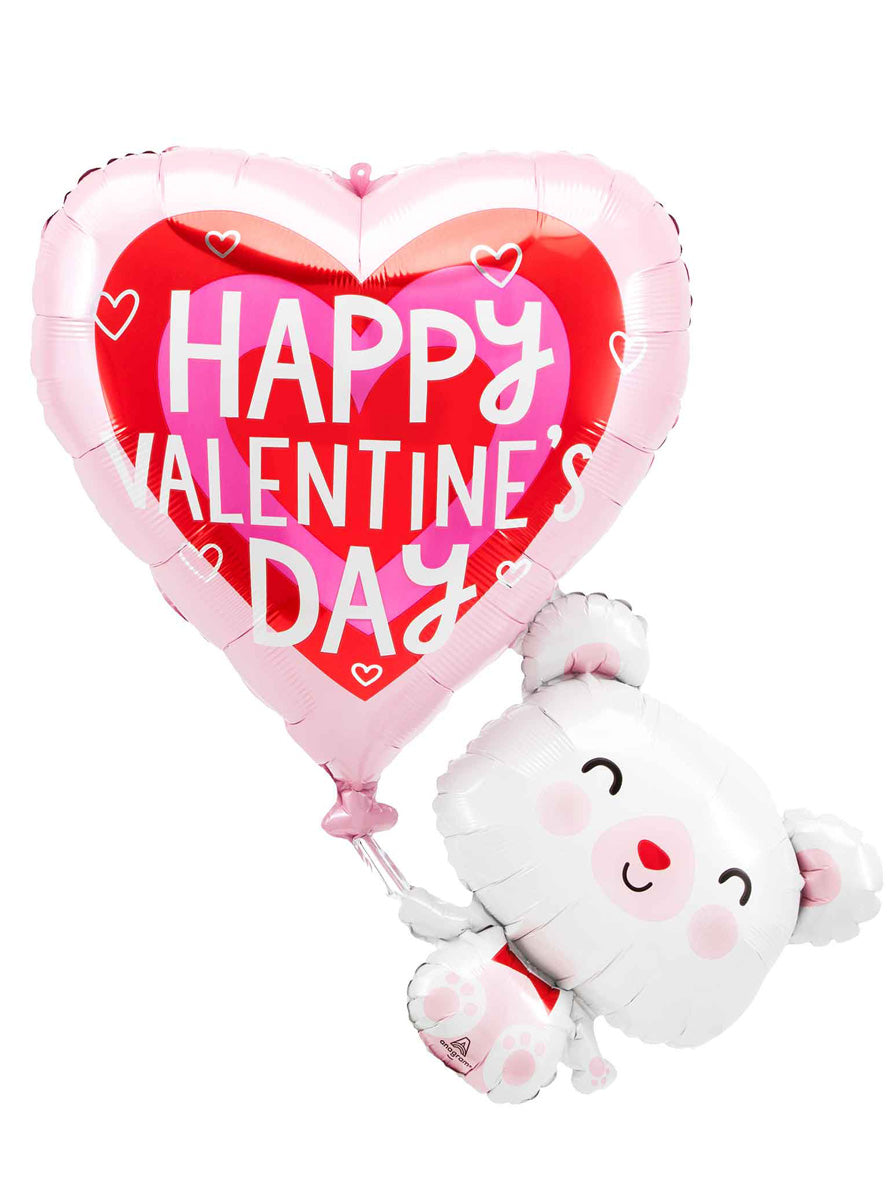 Floating Valentines Day Bear 78cm Supershape Foil Balloon - Main Image