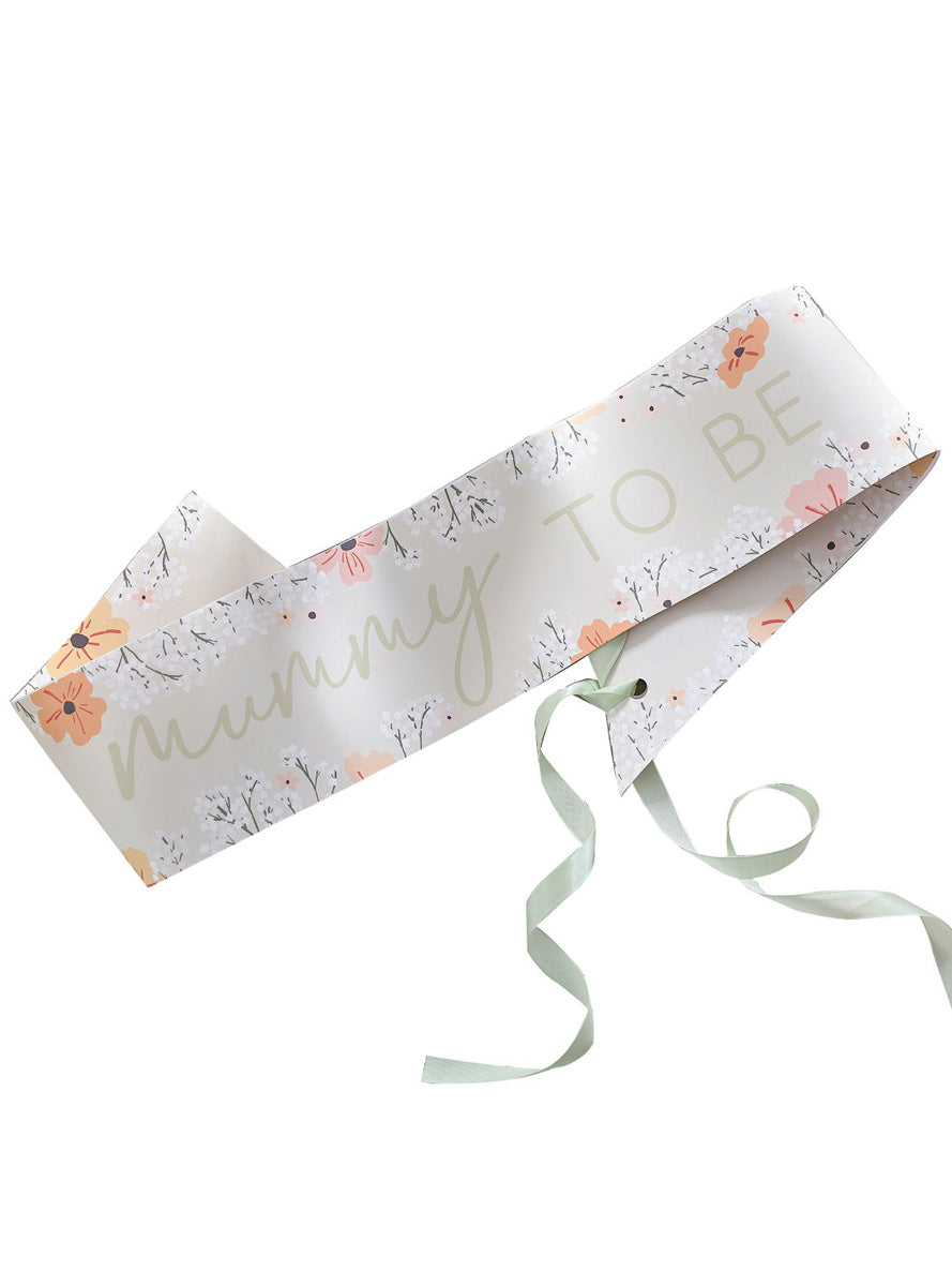Floral Mummy to Be Baby Shower Sash – Main Image