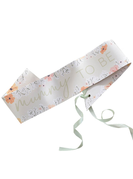 Floral Mummy to Be Baby Shower Sash – Main Image