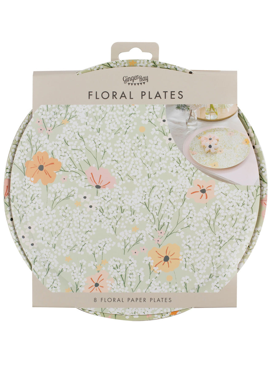 Floral Baby 8 Pack Paper Plates – Packaging Image