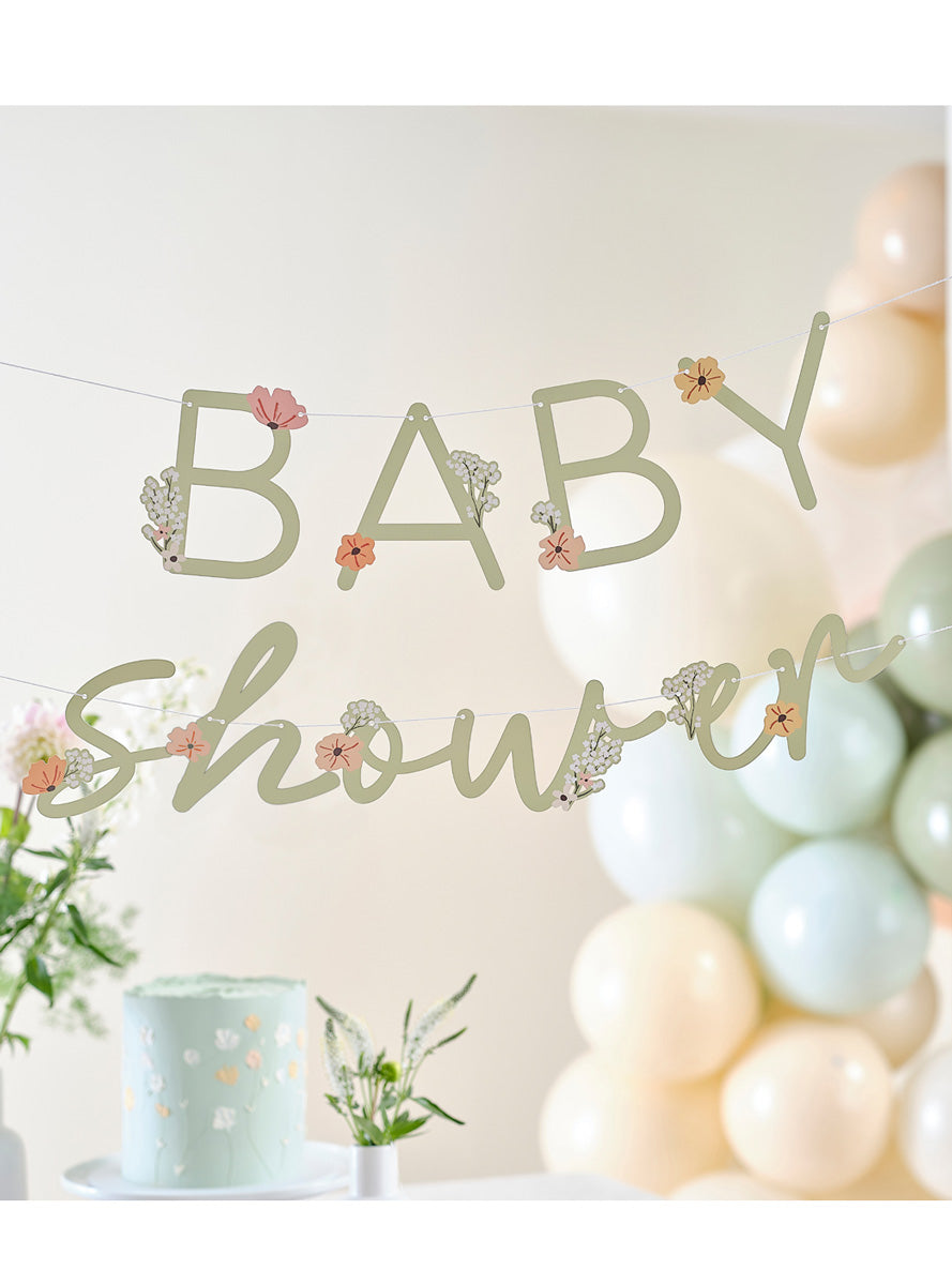 Floral Baby Shower 4m Long Bunting Decoration – Lifestyle Image