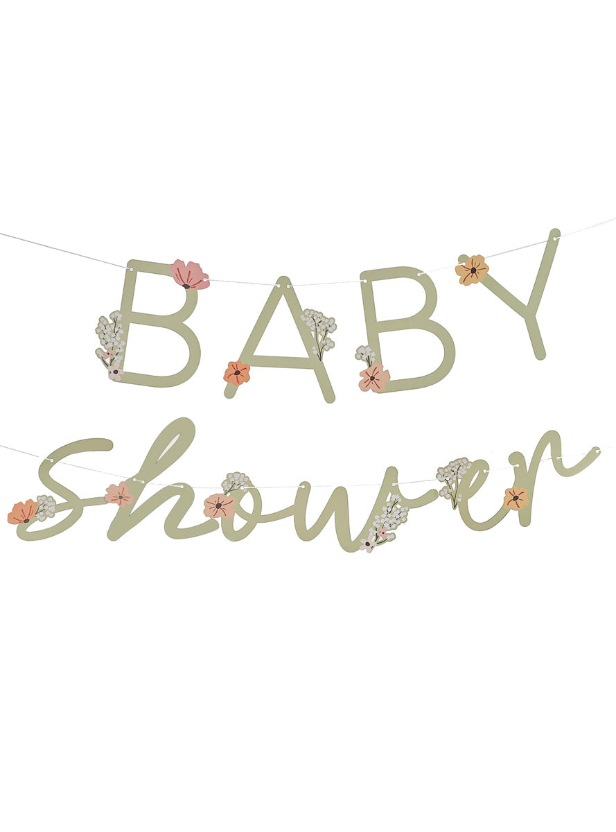 Floral Baby Shower 4m Long Bunting Decoration – Main Image