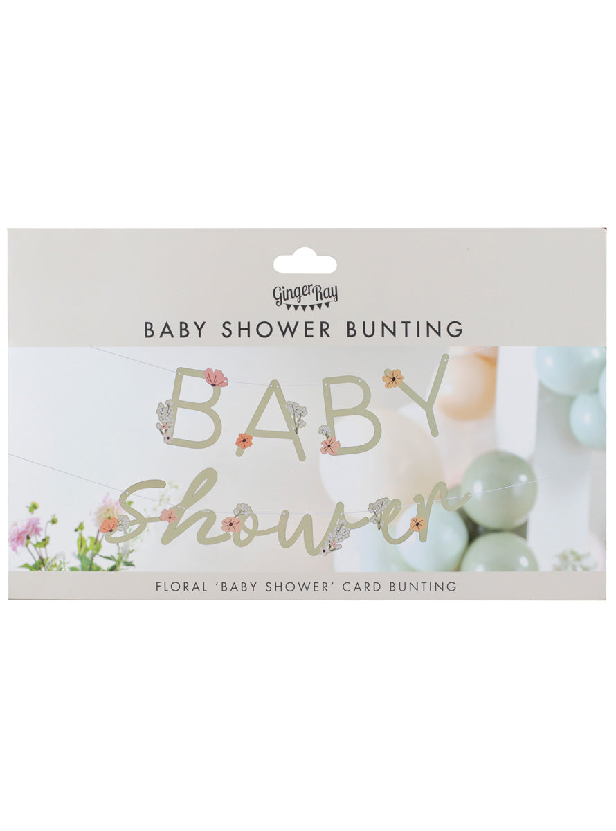 Floral Baby Shower 4m Long Bunting Decoration – Packaging Image